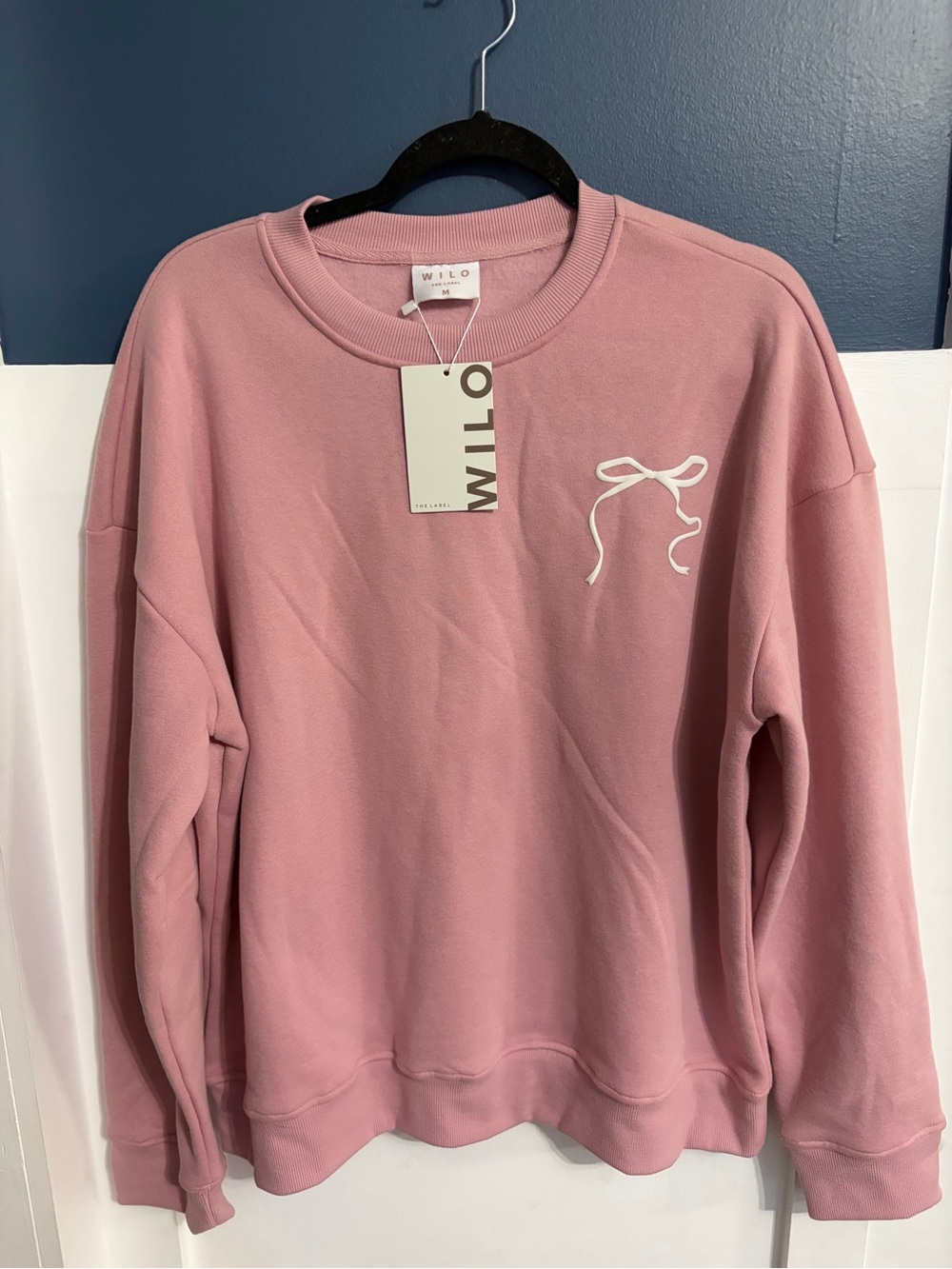 Wilo the Label Women's Crewneck Sweatshirt Bow Pilates Size Medium NWT